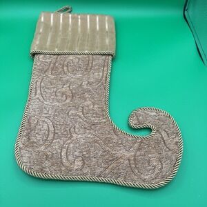 New no tags Gold Velvet Satin Christmas Stocking Elegant Tapestry Elf‎ Boot